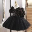 Sparkly Black Multi-Colors Sequins Birthday Flower Girl Dresses 2022 Ball Gown Scoop Neck Short Sleeve Bow Short Flower Girl Dresses
