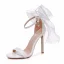 Schlicht Weiß Knöchelriemen Schleife Brautschuhe 2025 11 cm Stilettos Peeptoes Hochzeit Sandaletten Hochhackige