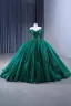 Luxury / Gorgeous Dark Green Handmade  Beading Sequins Appliques Prom Dresses 2023 Ball Gown Off-The-Shoulder Sleeveless Backless Court Train Prom Formal Dresses