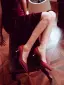 Chinese style Red Leather Wedding Shoes 2026 5 cm Stiletto Heels Pointed Toe Wedding Pumps High Heels