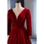 Simple Bordeaux Daim Velour Robe De Bal 2023 Princesse Encolure Dégagée Perlage Paillettes 3/4 Manches Longue Promo Robe De Ceremonie