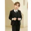 Fashion Black 5-piece Long Sleeve Boys Wedding Suits 2023 Coat Pants Shirt Tie Vest Wedding
