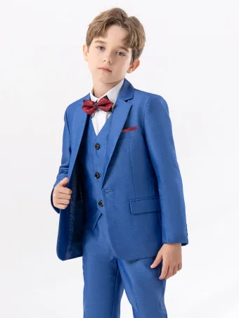 Ciemnoniebieski Ślub 6 Szt Garnitur Dla Chłopca 2024 Biżuteria Ciała Płaszcz Spodnie Koszula Krawat Kamizelka