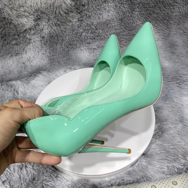 Fashion Mint Green Evening Party Pumps 2022 Patent Leather 12 cm Stiletto Heels Pointed Toe Pumps High Heels