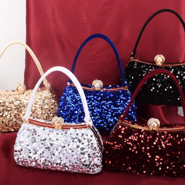 Sparkly Hvit Rhinestone Paljetter Aften Håndveske Clutch Veske 2023