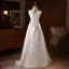 Elegant White Lace Flower Appliques Satin Wedding Dresses 2025 A-Line / Princess Strapless Sleeveless Backless Floor-Length / Long Wedding