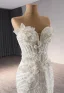 Luxury / Gorgeous White Handmade  Beading Sequins Pearl Flower Chapel Train Wedding Dresses 2024 Trumpet / Mermaid Strapless Sleeveless Backless Wedding