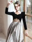 Elegant Black Velour Evening Dresses 2023 A-Line / Princess Square Neckline Long Sleeve Floor-Length / Long Evening Party Formal Dresses