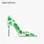 Chic / Beautiful Green Heart-shaped Prom Pumps 2023 Leather 10 cm Stiletto Heels Pointed Toe Pumps High Heels