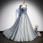 Élégant Gris Glitter Paillettes Perle Robe De Bal 2023 Princesse Bretelles Spaghetti Sans Manches Dos Nu Train De Balayage Promo Robe De Ceremonie