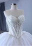 High-end Ball Gown Corset Wedding Dresses 2024 White Organza Beading Glitter Pearl Chapel Train Sweetheart Sleeveless