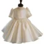 Elegant Ivory Pearl Bow Flower Girl Dresses 2023 Ball Gown Scoop Neck Short Sleeve Birthday