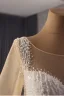 Luxury / Gorgeous White Handmade  Beading Sequins Pearl Wedding Dresses 2025 Ball Gown Scoop Neck Long Sleeve Chapel Train Wedding
