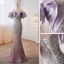 Scintillantes Lavande Paillettes Robe De Soirée 2023 Trompette / Sirène De l'épaule Manches Courtes Dos Nu Longue Soirée Robe De Ceremonie