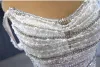 Luxury / Gorgeous White Handmade  Beading Pearl Rhinestone Sequins Wedding Dresses 2024 Trumpet / Mermaid Strapless Sleeveless Backless Sweep Train Wedding