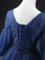 Vintage / Retro Navy Blue Beading Sequins Glitter Short Prom Dresses 2024 A-Line / Princess Scoop Neck Long Sleeve Backless Formal Dresses