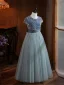 Chic / Beautiful Grey Sequins Birthday Flower Girl Dresses 2024 A-Line / Princess Scoop Neck Short Sleeve Bow Sash Floor-Length / Long