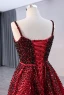High-end Burgundy Gradient-Color Handmade  Beading Pearl Sequins Prom Dresses 2024 Trumpet / Mermaid Spaghetti Straps Sleeveless Backless Sweep Train Prom Formal Dresses