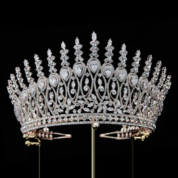 Bling Bling Roos Goud Rhinestone Legering Bruids Haaraccessoires 2024 Huwelijk Accessoires