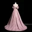 Vintage / Originale Rougissant Rose Noeud Robe De Bal 2026 Princesse Bustier Sans Manches Dos Nu Train De Balayage Promo Robe De Ceremonie