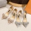 Sexy Champagne Rhinestone Bow Evening Party Pumps High Heels 2022 8 cm Stiletto Heels Pointed Toe Pumps