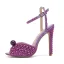 Sparkly Purple Pearl Evening Party Womens Sandals 2023 Ankle Strap 12 cm Stiletto Heels Open / Peep Toe Sandals High Heels