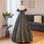 Bling Bling Noire Paillettes Robe De Bal 2023 Princesse De l'épaule Manches Courtes Dos Nu Noeud Longue Promo Robe De Ceremonie