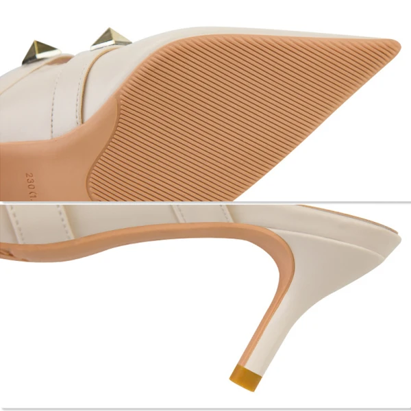 Romain Sexy Nues Soirée Rivet Chaussures Femmes 2022 T-Strap 6 cm Talons Aiguilles À Bout Pointu Talons Hauts