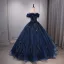 High-end Sky Blue Beading Pearl Sequins Tassel Prom Dresses 2026 Ball Gown Off-The-Shoulder Sleeveless Backless Floor-Length / Long Formal Dresses
