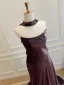 High End Traube Satin Ballkleider 2026 A Linie Bandeau Ärmellos Rückenfreies Sweep / Pinsel Zug Festliche Kleider