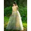 Flower Fairy Sage Green Appliques Prom Dresses 2025 A-Line / Princess Strapless Sleeveless Backless Floor-Length / Long Prom Formal Dresses