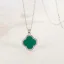 Chic / Beautiful Sterling Silver Prom Rhinestone Clover Green Leaf Necklaces 2023 Accessories
