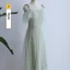 Modest / Simple Sage Green Bridesmaid Dresses 2023 A-Line / Princess Short Sleeve Backless Floor-Length / Long Bridesmaid Dresses