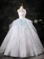 Charmant Blanche Perlage Perle En Dentelle Fleur Appliques Robe De Bal 2025 Robe Boule Bustier Sans Manches Dos Nu Longue Robe De Ceremonie