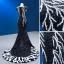 Luxe Noire Fait main Perlage Paillettes Plumes Robe De Soirée Encolure Dégagée Manches Courtes Train De Balayage Soirée Robe De Ceremonie