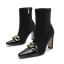 Fashion Black Street Wear Fall Winter Womens Boots 2023 9 cm Thick Heels Pointed Toe Womens Boots