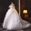 Fashion White Tassel Cascading Ruffles Wedding Dresses 2023 Ball Gown Strapless Pearl Sleeveless Backless Court Train Wedding