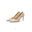 Chic / Beautiful Champagne Floral Embroidered Prom Pumps 2026 Leather 8 cm Stiletto Heels Pointed Toe Pumps High Heels