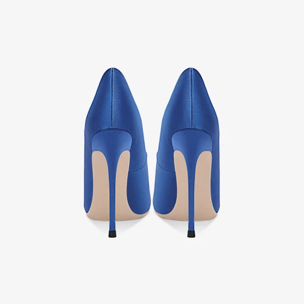 Modest / Simple Royal Blue Satin Prom Pumps 2023 12 cm Stiletto Heels Pointed Toe Pumps High Heels