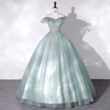 Moda Verde Vestidos De Gala 2022 Ball Gown Fuera Del Hombro Sin Mangas Sin Espalda Rebordear Lentejuelas Largos Gala Vestidos Formales