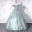 Mode Vert Robe De Bal 2022 Robe Boule De l'épaule Sans Manches Dos Nu Perlage Paillettes Longue Promo Robe De Ceremonie