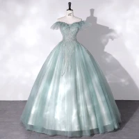 Mode Grün Ballkleider 2022 Ballkleid Off Shoulder Ärmellos Rückenfreies Perlenstickerei Pailletten Lange Ball Festliche Kleider