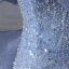 Mode Charmant Bleu Ciel Perlage Paillettes Robe De Soirée 2023 Trompette / Sirène De l'épaule Manches Courtes Dos Nu Noeud Train De Balayage Soirée Robe De Ceremonie