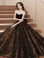 Sexy Black Evening Dresses 2023 A-Line / Princess Strapless Sleeveless Backless Bow Floor-Length / Long Evening Party Formal Dresses