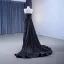 Haut de Gamme Noire Fait main Perlage Robe De Soirée 2023 Trompette / Sirène Bustier Sans Manches Dos Nu Train De Balayage Robe De Ceremonie