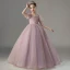 Chic / Beautiful Blushing Pink Pearl Birthday Flower Girl Dresses 2022 Ball Gown Square Neckline Short Sleeve Backless Floor-Length / Long Flower Girl Dresses