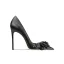 Mode Schwarz Abend Leder Pumps Hochhackige 2024 10 cm Stilettos Spitzschuh Damenschuhe