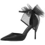 Fashion Black Evening Party Bow Womens Shoes 2022 10 cm Stiletto Heels Ankle Strap Pointed Toe Womens Shoes High Heels