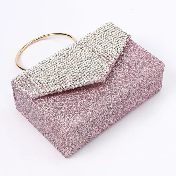 Charming Bling Bling Sequins Rhinestone Tassel Blushing Pink Evening Party Clutch Bags 2023