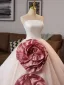 Amazing / Unique Blushing Pink Appliques Prom Dresses 2025 Ball Gown Strapless Sleeveless Backless Floor-Length / Long Prom Formal Dresses